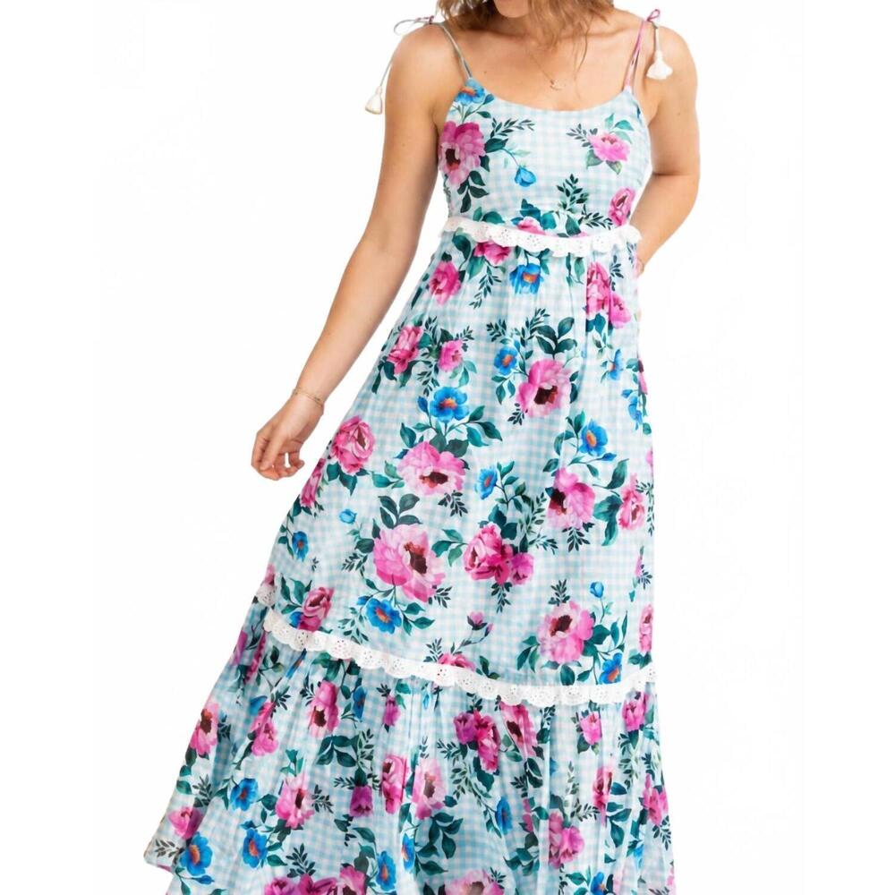 NEW BILA77 jimi maxi dress in check floral